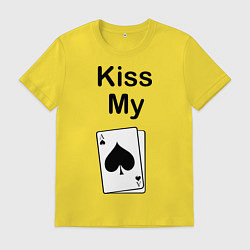 Футболка хлопковая мужская Kiss my card, цвет: желтый