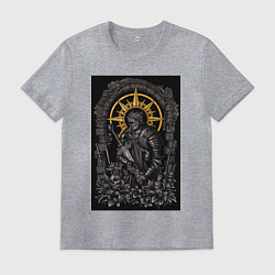 Футболка хлопковая мужская Dark Souls: Warrior, цвет: меланж