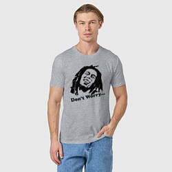 Футболка хлопковая мужская Bob Marley: Don't worry, цвет: меланж — фото 2