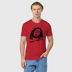 Футболка хлопковая мужская Bob Marley: Don't worry, цвет: красный — фото 2