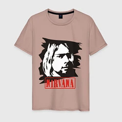 Футболка хлопковая мужская Nirvana: Kurt Cobain, цвет: пыльно-розовый