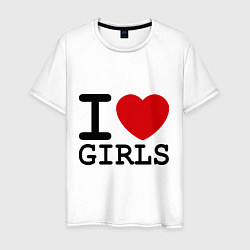 Футболка хлопковая мужская I love girls, цвет: белый