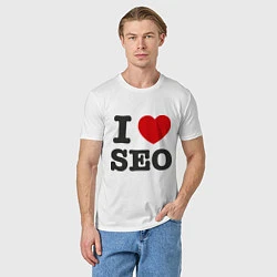 Футболка хлопковая мужская I love SEO, цвет: белый — фото 2