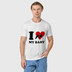 Футболка хлопковая мужская I love my baby, цвет: белый — фото 2