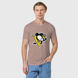 Футболка хлопковая мужская Pittsburgh Penguins, цвет: пыльно-розовый — фото 2