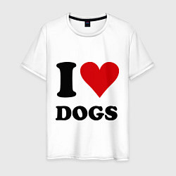 Футболка хлопковая мужская I love dogs - Я люблю собак, цвет: белый