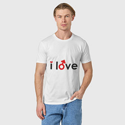 Футболка хлопковая мужская I love: boy, цвет: белый — фото 2