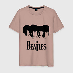 Футболка хлопковая мужская The Beatles: Faces, цвет: пыльно-розовый