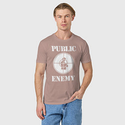 Футболка хлопковая мужская Public Enemy, цвет: пыльно-розовый — фото 2