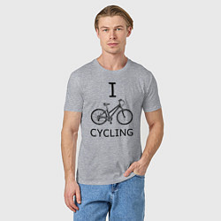 Футболка хлопковая мужская I love cycling, цвет: меланж — фото 2