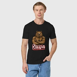 Футболка хлопковая мужская Russian Bear, цвет: черный — фото 2