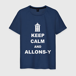 Футболка хлопковая мужская Keep Calm & Allons-Y, цвет: тёмно-синий