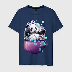 Футболка хлопковая мужская Панда моется, цвет: тёмно-синий