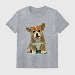 Футболка хлопковая мужская Песик коржик, цвет: меланж