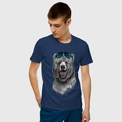 Футболка хлопковая мужская Медведь в очках, цвет: тёмно-синий — фото 2