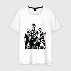 Футболка хлопковая мужская Группа Green Day, цвет: белый