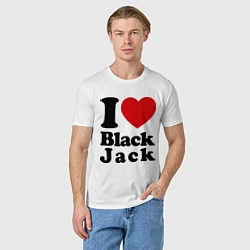 Футболка хлопковая мужская I love black jack, цвет: белый — фото 2