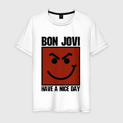 Футболка хлопковая мужская Bon Jovi: Have a nice day, цвет: белый