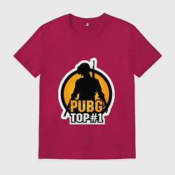 Футболка хлопковая мужская PUBG Top 1, цвет: маджента