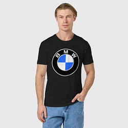 Футболка хлопковая мужская Logo BMW, цвет: черный — фото 2