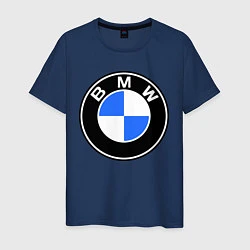 Футболка хлопковая мужская Logo BMW, цвет: тёмно-синий