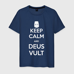 Футболка хлопковая мужская Keep Calm & Deus Vult, цвет: тёмно-синий
