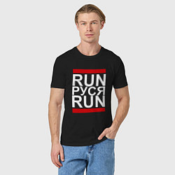 Футболка хлопковая мужская Run Руся Run, цвет: черный — фото 2