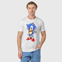 Футболка хлопковая мужская Classic Sonic, цвет: белый — фото 2