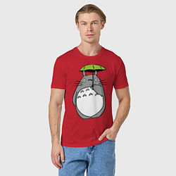 Футболка хлопковая мужская Totoro с зонтом, цвет: красный — фото 2