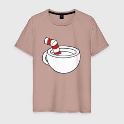 Футболка хлопковая мужская Red Cuphead, цвет: пыльно-розовый