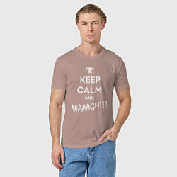 Футболка хлопковая мужская Keep Calm & WAAAGH, цвет: пыльно-розовый — фото 2