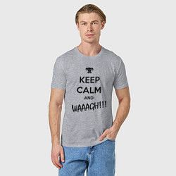 Футболка хлопковая мужская Keep Calm & WAAAGH, цвет: меланж — фото 2