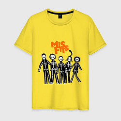 Футболка хлопковая мужская Misfits Skeletons, цвет: желтый