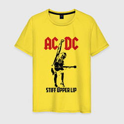 Футболка хлопковая мужская AC/DC: Stiff Upper Lip, цвет: желтый