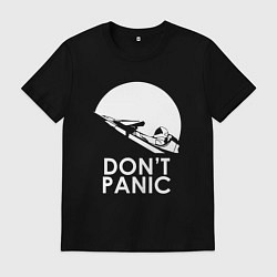 Футболка хлопковая мужская Elon: Don't Panic, цвет: черный