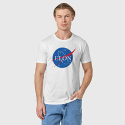 Футболка хлопковая мужская Elon NASA, цвет: белый — фото 2