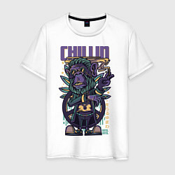 Футболка хлопковая мужская Chillin Gorilla, цвет: белый