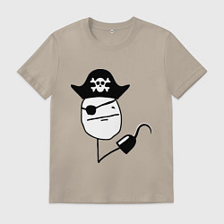 Футболка хлопковая мужская Покер фейс пират, цвет: миндальный