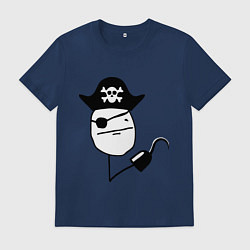 Футболка хлопковая мужская Покер фейс пират, цвет: тёмно-синий