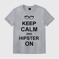 Футболка хлопковая мужская Keep Calm & Hipster on, цвет: меланж