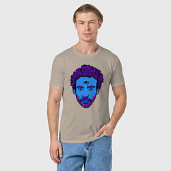 Футболка хлопковая мужская Childish Gambino синяя голова, цвет: миндальный — фото 2