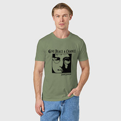 Футболка хлопковая мужская Give Peace a Chance, цвет: авокадо — фото 2