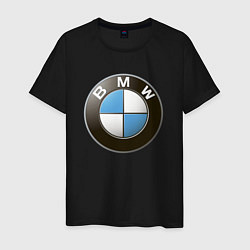 Футболка хлопковая мужская BMW, цвет: черный