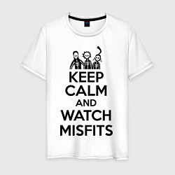 Футболка хлопковая мужская Keep Calm & Watch misfits, цвет: белый