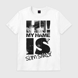 Футболка хлопковая мужская My name is slim shady, цвет: белый