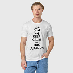 Футболка хлопковая мужская Keep Calm & Hug A Panda, цвет: белый — фото 2