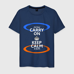 Футболка хлопковая мужская Keep Calm & Portal, цвет: тёмно-синий