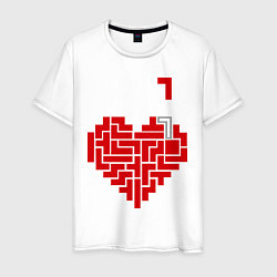 Футболка хлопковая мужская Тетрис сердца, цвет: белый