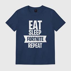 Футболка хлопковая мужская Eat Sleep Fortnite Repeat, цвет: тёмно-синий