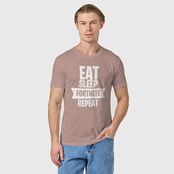 Футболка хлопковая мужская Eat Sleep Fortnite Repeat, цвет: пыльно-розовый — фото 2